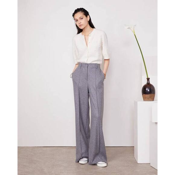 Officine Generale Rosa Wide Leg Pants in Heather Grey 38 US 6 - Picture 1 of 5